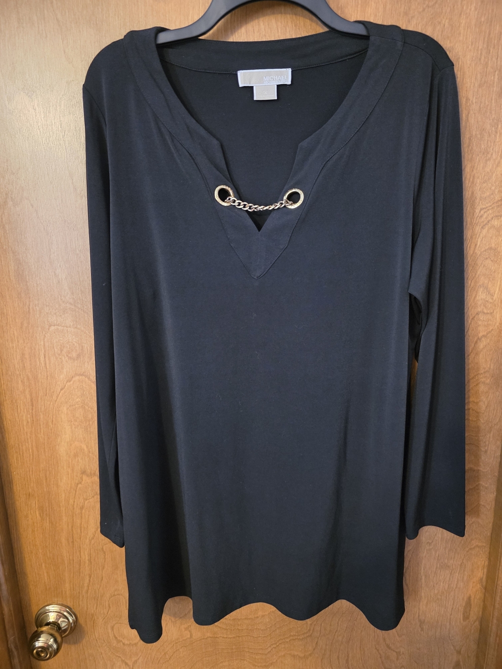 MICHAEL Michael Kors Black Long-Sleeve Chain-Detail Tunic Top
